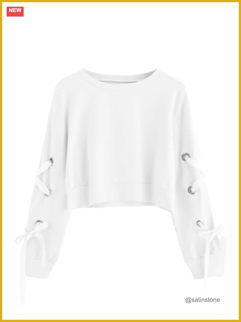 Lace Up Long Sleeve Crop Top Sweatshirt Pullover
